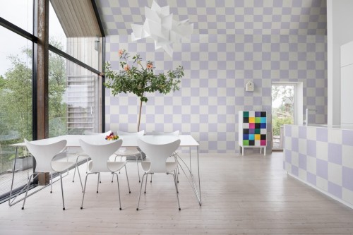 Fototapeta geometryczna szachownica Rebel Walls R19417 Chess Lilac Maximalism More is More