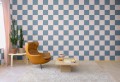 Fototapeta geometryczna szachownica Rebel Walls R19418 Chess Blue Pink Maximalism More is More