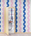 Fototapeta falujące paski Rebel Walls R19422 Wobbly Blue Pink Maximalism More is More
