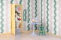 Fototapeta falujące paski Rebel Walls R19424 Wobbly Green Pink Maximalism More is More