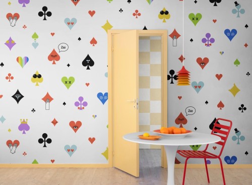 Fototapeta pokerowe emotikony Rebel Walls R19434 Poker Face Rainbow Maximalism More is More