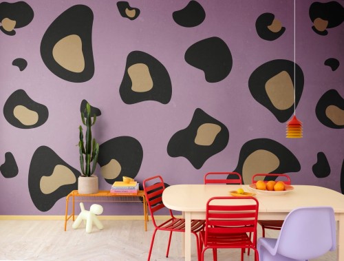 Fototapeta cętki Rebel Walls R19439 Giant Leopard Lilac Maximalism More is More
