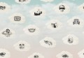 Fototapeta chmury retro Rebel Walls R19467 Retro Clouds Blue Maximalism More is More