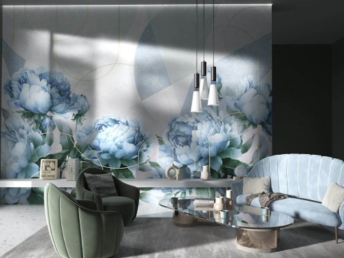 Fototapeta kwiaty peonii i geometria Wallcraft Peon 815312301