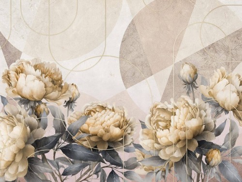 Fototapeta kwiaty peonii i geometria Wallcraft Peon 815322301