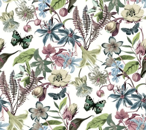 Tapeta kwiaty i motyle York Wallcoverings BL1721 Butterfly House Blooms II