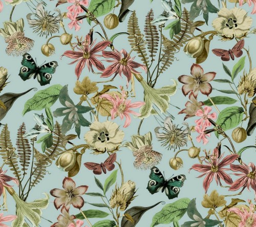 Tapeta kwiaty i motyle York Wallcoverings BL1725 Butterfly House Blooms II