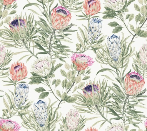 Tapeta kwiaty srebrnika York Wallcoverings BL1752 Protea Blooms II