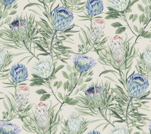 Tapeta kwiaty srebrnika York Wallcoverings BL1753 Protea Blooms II