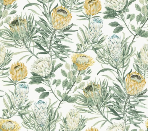 Tapeta kwiaty srebrnika York Wallcoverings BL1754 Protea Blooms II