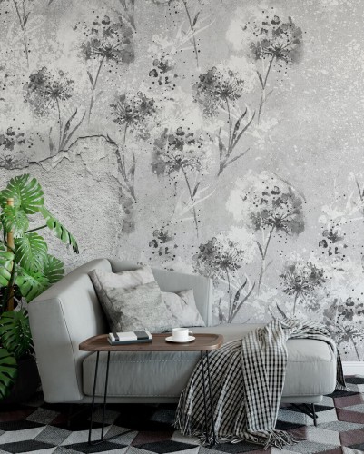 Fototapeta dmuchawce i betonowa ściana Wonderwall Enigma 35040801