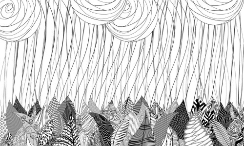 Fototapeta liście i falujące linie Wonderwall Exotic 35020101