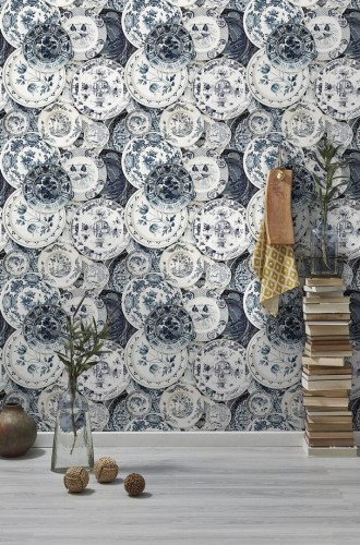 Mural talerze Mind the Gap DELFTWARE VINTAGE WP20188 Premium Designer Wallpaper Collection