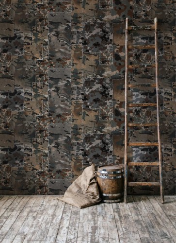 Mural patchwork moro Mind the Gap CAMO Brown WP20202 Premium Designer Wallpaper Collection