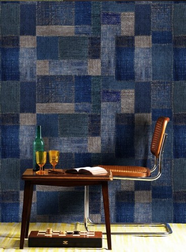 Mural patchwork dżins Mind the Gap JUTE WP20206 Premium Designer Wallpaper Collection