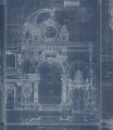 Mural szkic architektoniczny Mind the Gap GARNIER Blue WP20216 Premium Designer Wallpaper Collection
