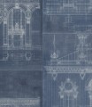 Mural szkic architektoniczny Mind the Gap GARNIER Blue WP20216 Premium Designer Wallpaper Collection