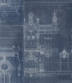 Mural szkic architektoniczny Mind the Gap GARNIER Blue WP20216 Premium Designer Wallpaper Collection
