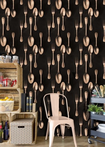 Mural sztućce Mind the Gap CUTLERY Copper WP20247 Premium Designer Wallpaper Collection