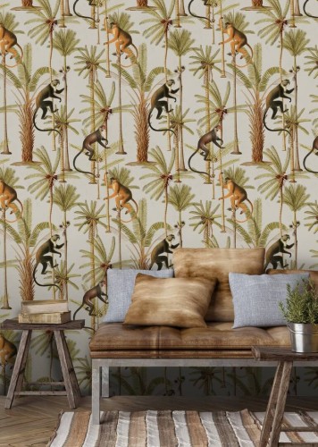 Mural małpy i palmy Mind the Gap BARBADOS WP20161 Premium Designer Wallpaper Collection