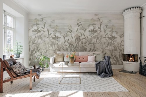 Fototapeta polne kwiaty Rebel Walls R18685 Misty Garden Sand Cottage Core