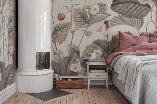 Fototapeta roślinna truskawki i poziomki Rebel Walls R18695 Wild Strawberries Vintage Cottage Core