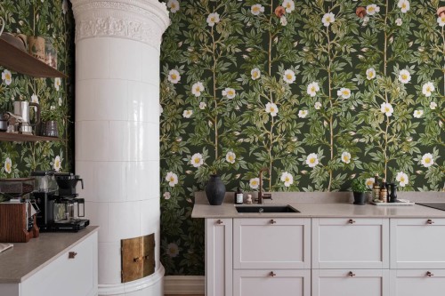 Fototapeta pnącza róż Rebel Walls R18703 Rose Hip Midnight Cottage Core