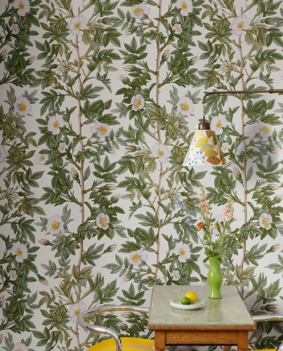 Fototapeta pnącza róż Rebel Walls R18704 Rose Hip Green Cottage Core