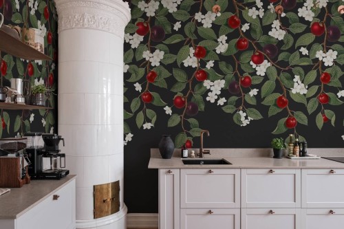 Fototapeta botaniczna śliwki Rebel Walls R18714 Mirabelle Midnight Cottage Core