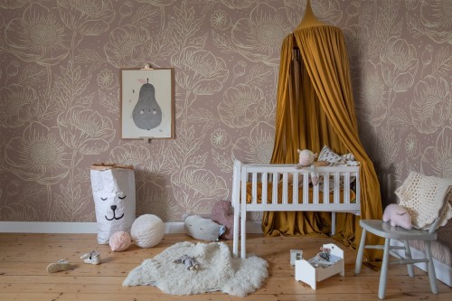 Fototapeta kwiaty maku Rebel Walls R18725 Golden Poppy Dusty Pink Cottage Core