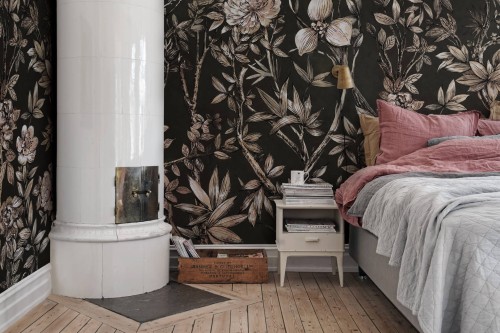 Fototapeta roślinna Rebel Walls R18729 Silk Floral Midnight Cottage Core