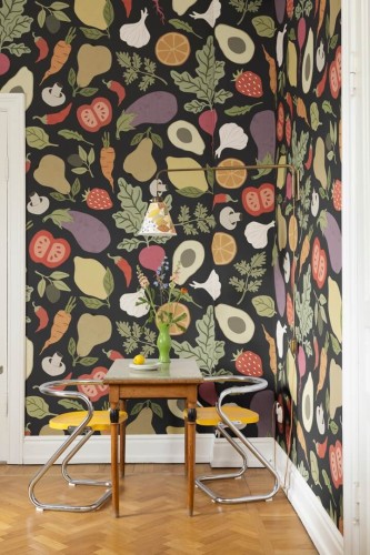 Fototapeta owoce i warzywa Rebel Walls R19578 Eat Your Greens Midnight Cottage Core