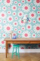 Fototapeta stokrotki retro Rebel Walls R19581 Dashing Daisies Turquoise Cottage Core