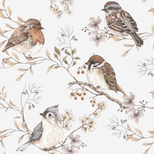 Tapeta ptaszki Birds White-Gray Dekornik DEKO.TAP.076