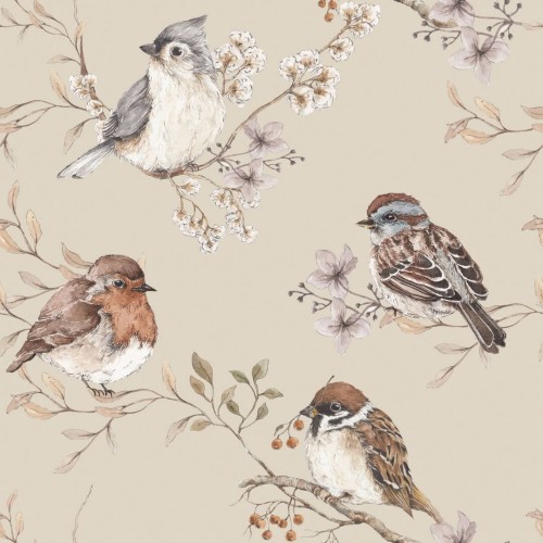 Tapeta ptaszki Birds Beige Dekornik DEKO.TAP.079