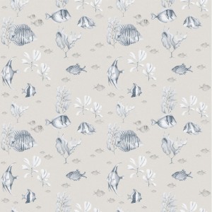 Tapeta rybki w beżach i błękitach Dekornik DEKO.TAP.131