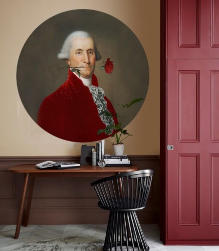 Mural okrągły portret mężczyzny z różą Dots Rose Lover Red 8723 Wallcolors