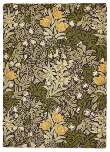 Dywan zielony z roślinnym wzorem MOREW – BOWER TWINING VINE GREEN 128207 Morris & Co.