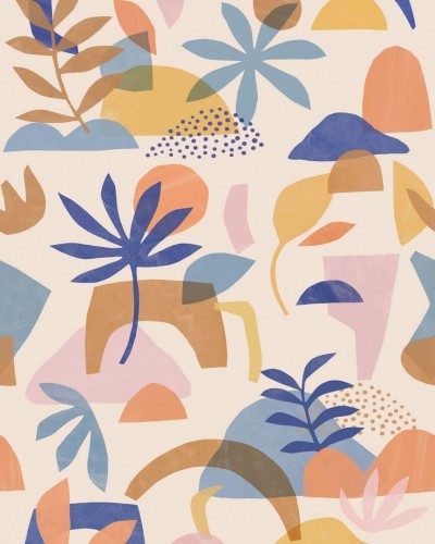 Mural artystyczny geometria i liście Caselio PMW 104736305 S Cutting Game Pimp My Wall