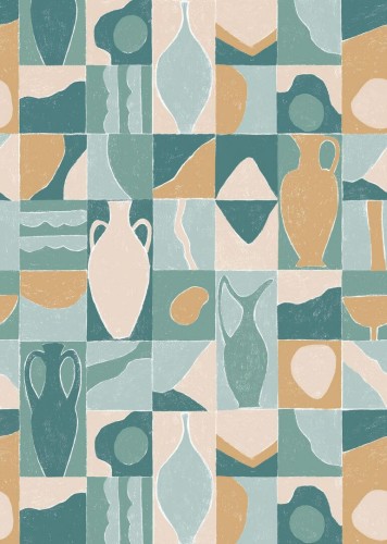 Mural geometryczny w ceramiczne dzbanki Caselio PMW 104747103 M Ceramic Tiles Pimp My Wall