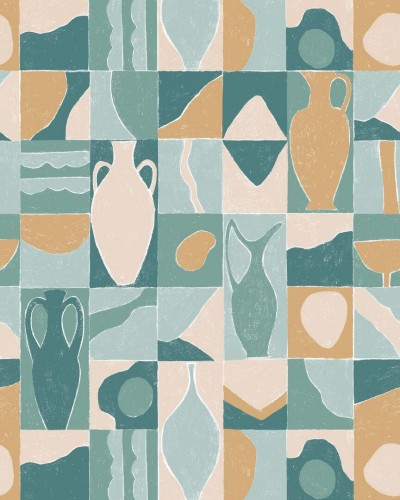 Mural geometryczny w ceramiczne dzbanki Caselio PMW 104747105 S Ceramic Tiles Pimp My Wall