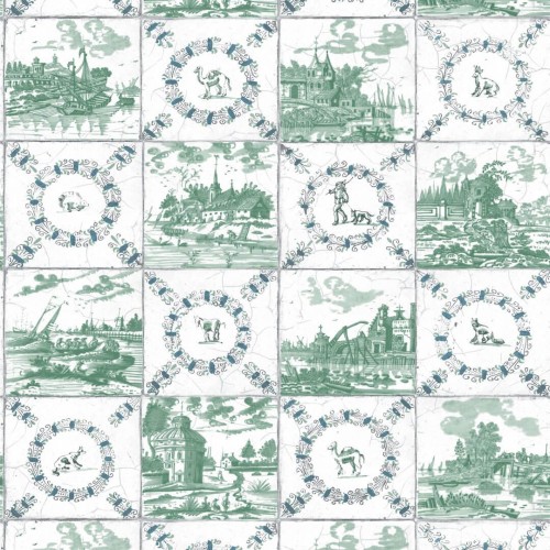 Tapeta imitująca płytki Delft Lorenzo Castillo LCW 1087-002 PLATERO Tana