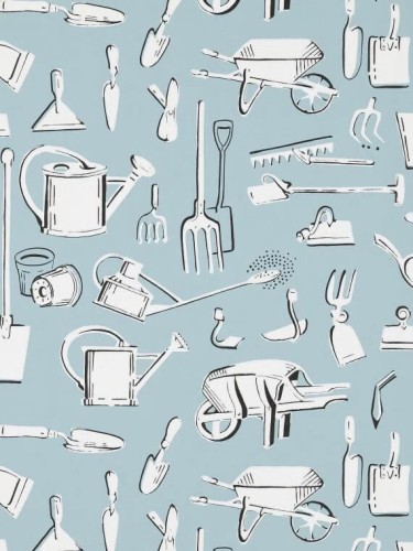 Tapeta narzędzia ogrodowe Pierre Frey FP762001 Les Outils Du Jardinier Veranda by Caspari