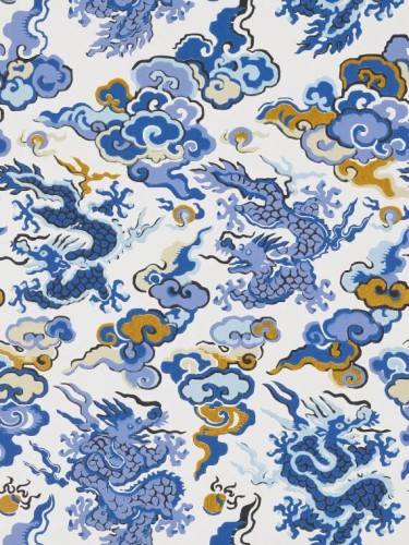 Tapeta japońskie smoki Pierre Frey FP763001 Dragons De Feu Veranda by Caspari