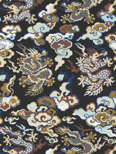 Tapeta japońskie smoki Pierre Frey FP763004 Dragons De Feu Veranda by Caspari