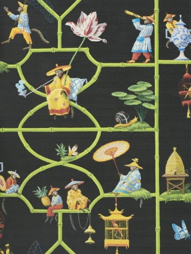 Tapeta w japońskim stylu Pierre Frey FP770002 Les Singes Savants Veranda by Caspari