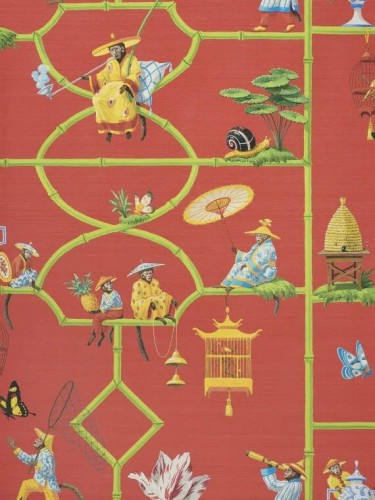 Tapeta w japońskim stylu Pierre Frey FP770003 Les Singes Savants Veranda by Caspari