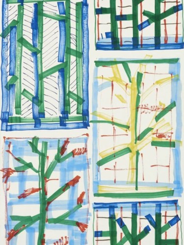 Tapeta artystyczna współczesne drzewa Pierre Frey FP559002 Verdon Rendez-Vous