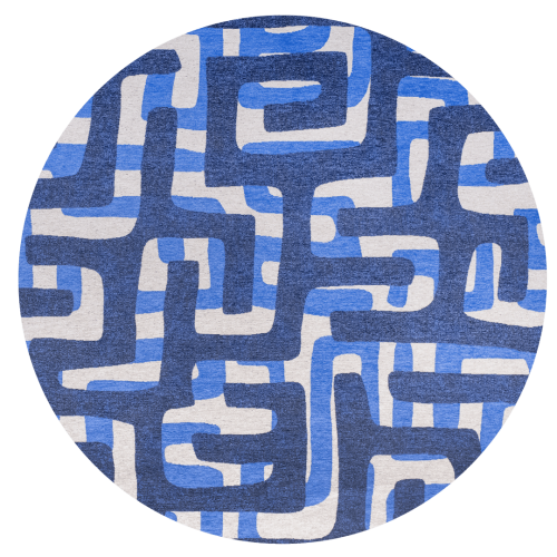 Dywan okrągły abstrakcyjny labirynt Louis De Poortere 9336 KUBA ULTRAMARINE ROUND