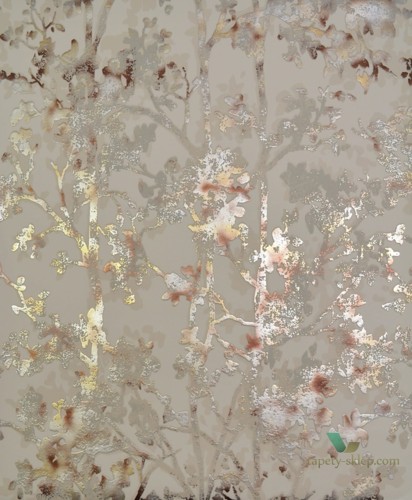 Tapeta roślinna York Wallcoverings NW3584 Shimmering Foliage Modern Metals 2